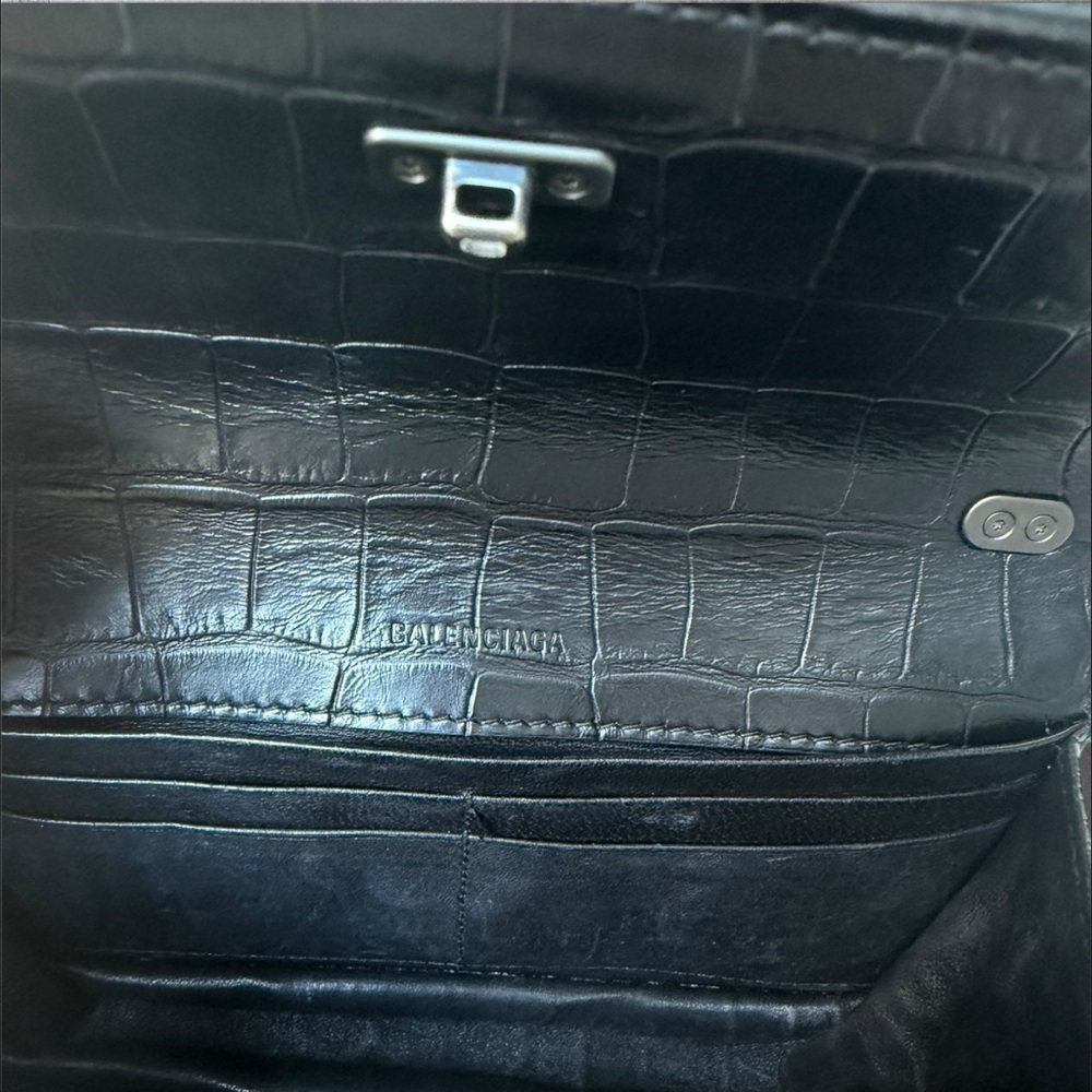 Balenciaga Supple Calfskin‎ Monochrome Crocodile Embossed Gossip Chain Bag XS - Picture 9 of 9
